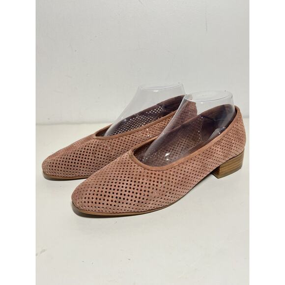 Jeffrey Campbell EUC Pink Suede Luella Perforated Ballet Flat Shoe Size 9 - Picture 1 of 7